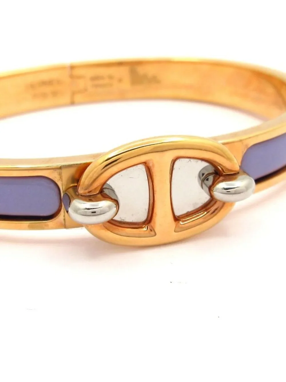 Hermes Bangle Mini Click Chaine D'ancre Pink Gold Purple Silver Bracelet